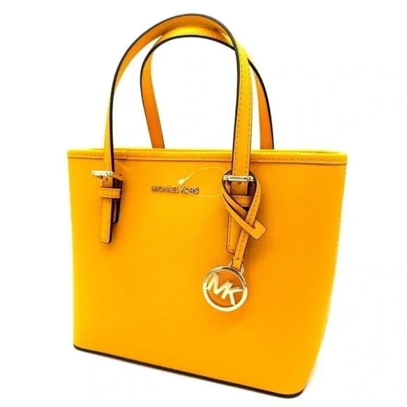 Michael Kors Jet Set Travel Extra-Small Top Zip Tote Bag Jasmine Yellow - Picture 2 of 10